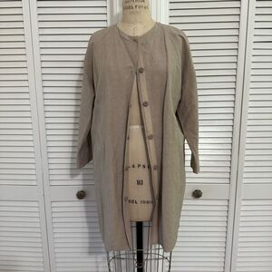 Eileen Fisher Tan Trench Coat Minimalist Oversized Design